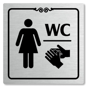 WC ženy, 80x80mm, stříbrná, Texas